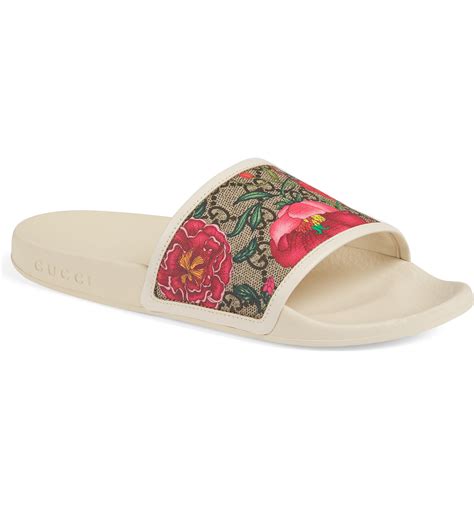 gucci slides blue floral|gucci floral slides nordstrom.